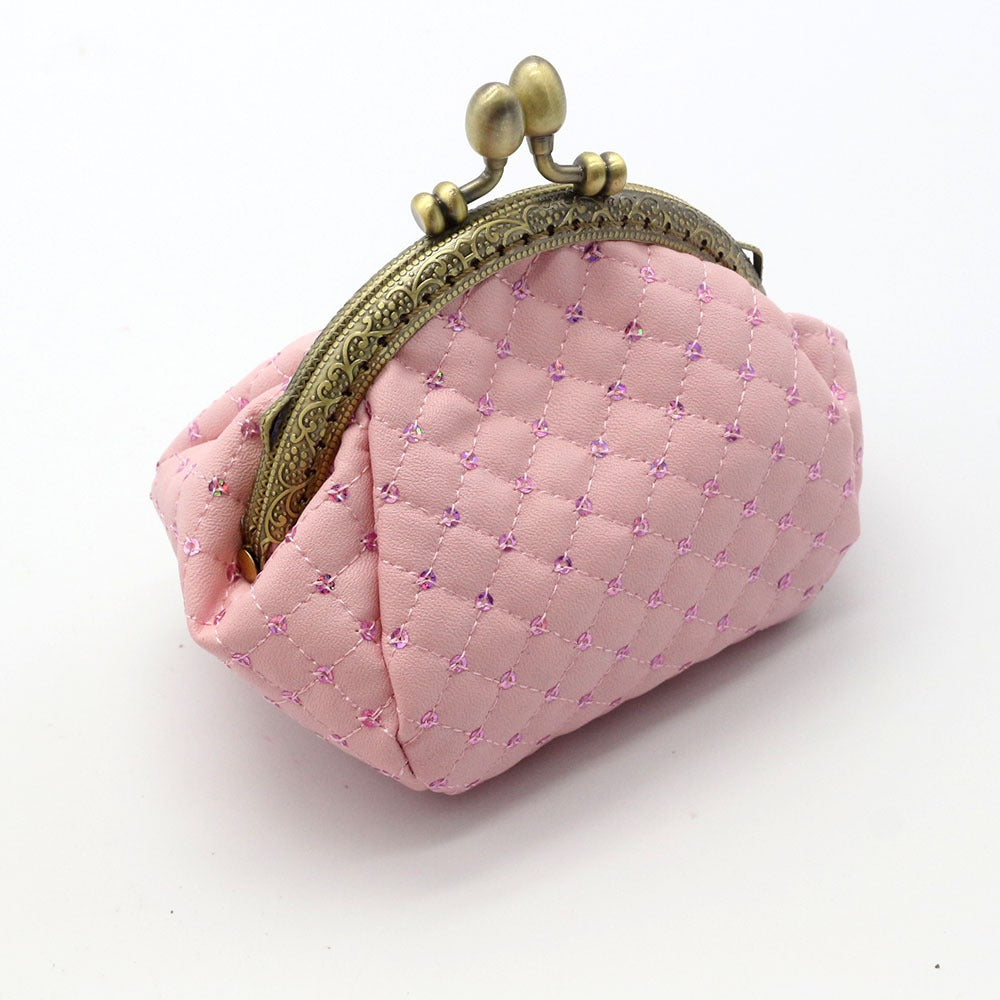 Mouth Gold Bag • Diamond Grid Coin Bag