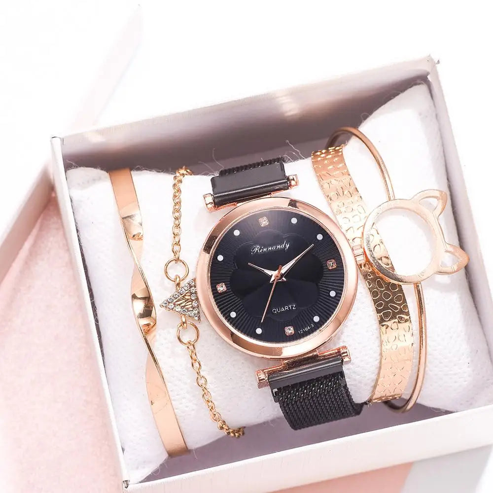 Rhinestone Watch Set • Magnetic Buckle Wrist Watch