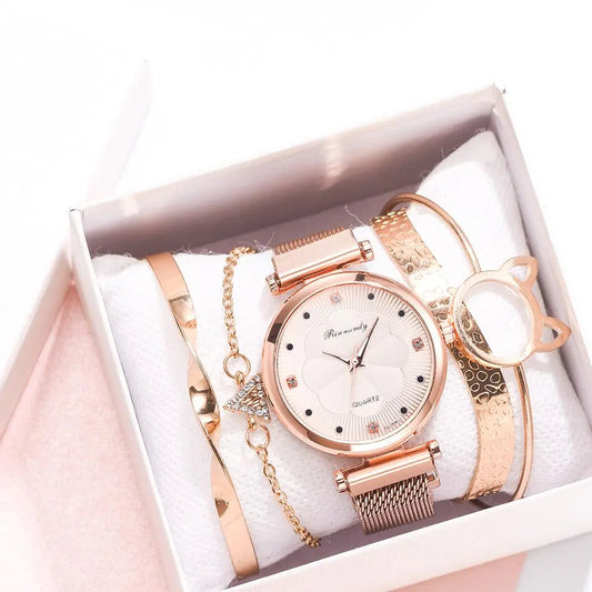 Rhinestone Watch Set • Magnetic Buckle Wrist Watch