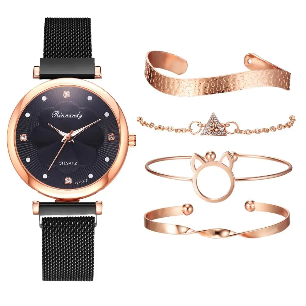 Rhinestone Watch Set • Magnetic Buckle Wrist Watch