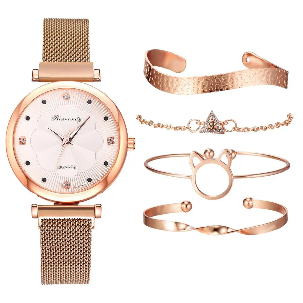 Rhinestone Watch Set • Magnetic Buckle Wrist Watch