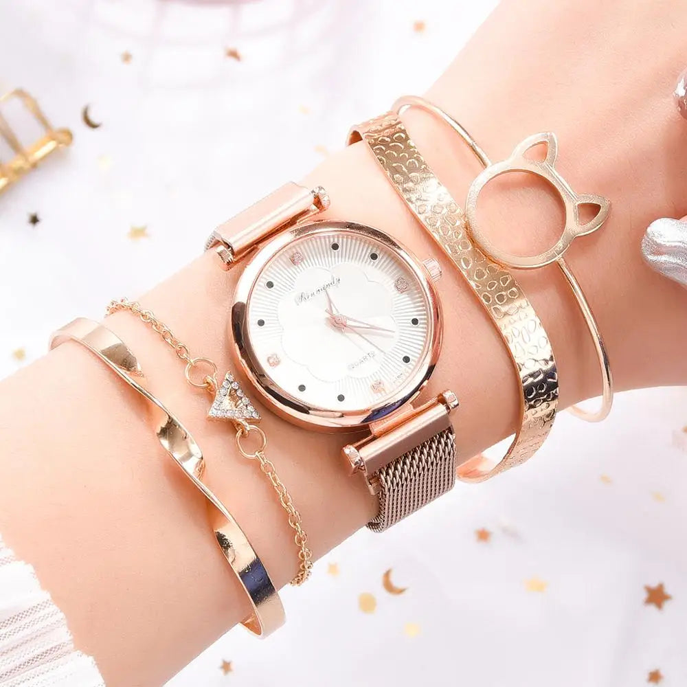 Rhinestone Watch Set • Magnetic Buckle Wrist Watch