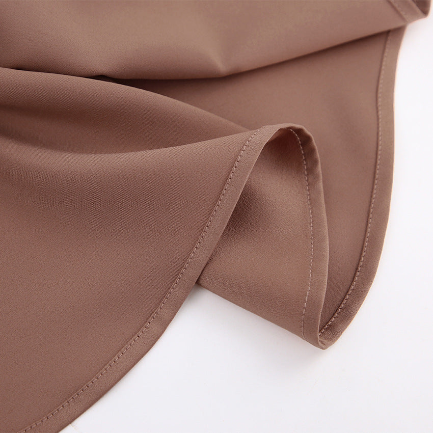 Satin Drape Blause • Faux Silk Commuter