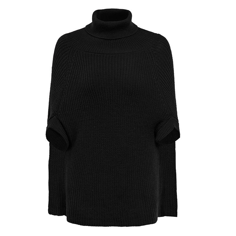 Turtleneck Poncho • Oversized Knitted Sweater