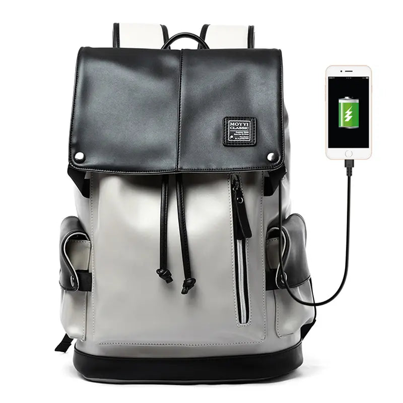 Waterproof Laptop Bag • PU Leather Backpack