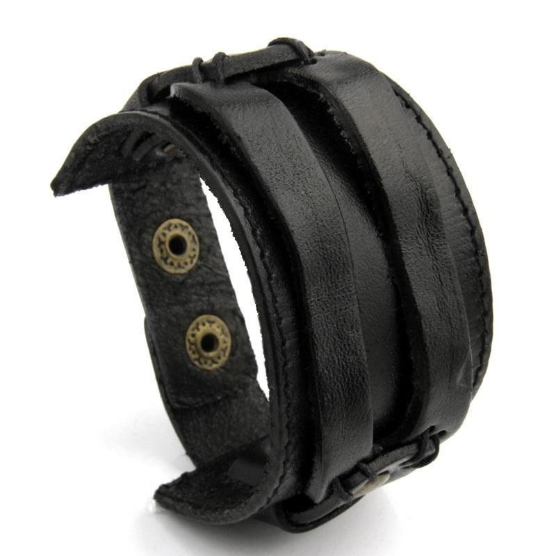 Wide Bangle Bracelet • Unisex Leather Cuff