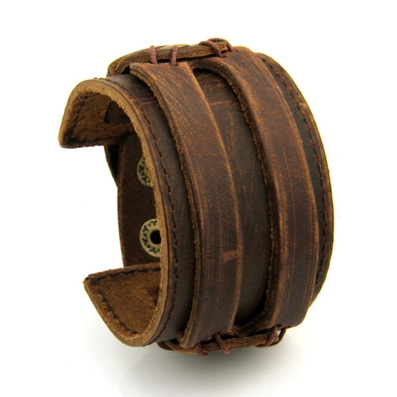 Wide Bangle Bracelet • Unisex Leather Cuff