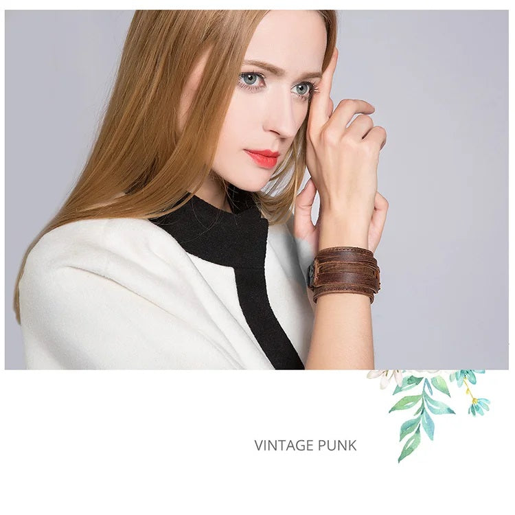 Wide Bangle Bracelet • Unisex Leather Cuff