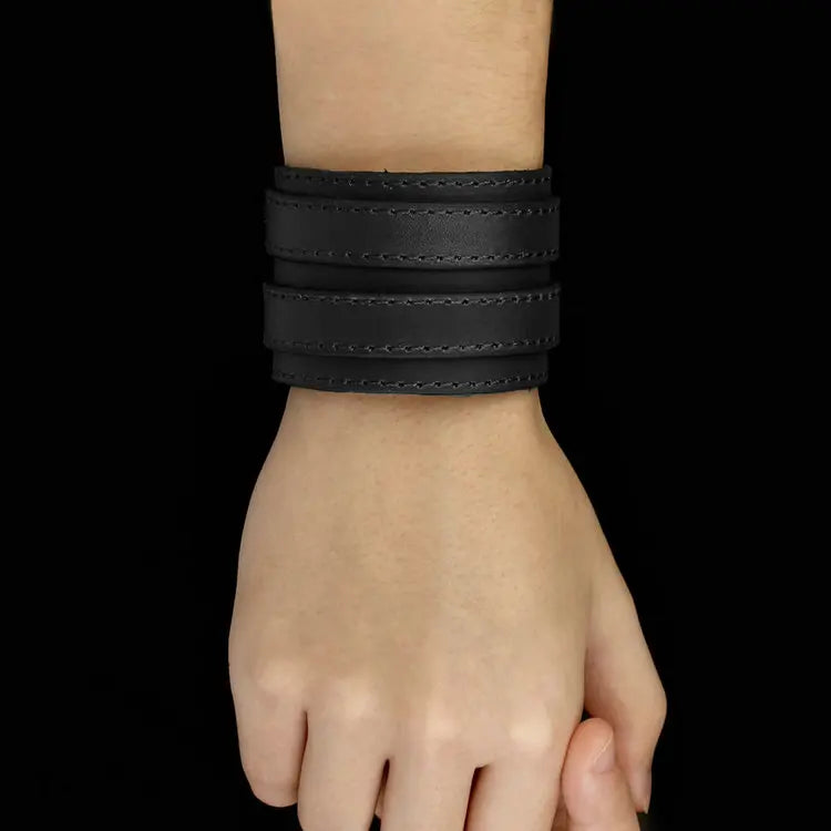 Wide Bracelet Buckle • Double Belt Leather Wrist Band