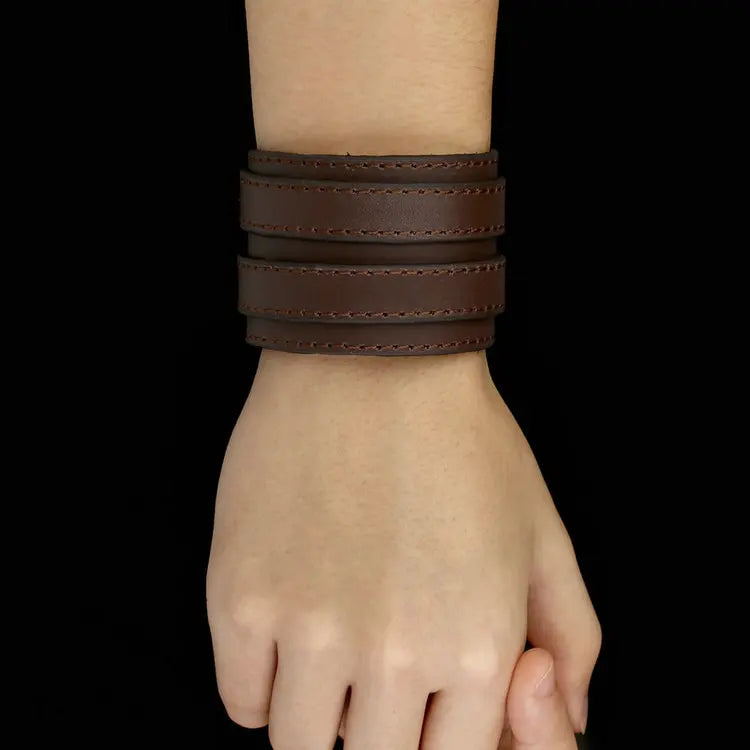 Wide Bracelet Buckle • Double Belt Leather Wrist Band