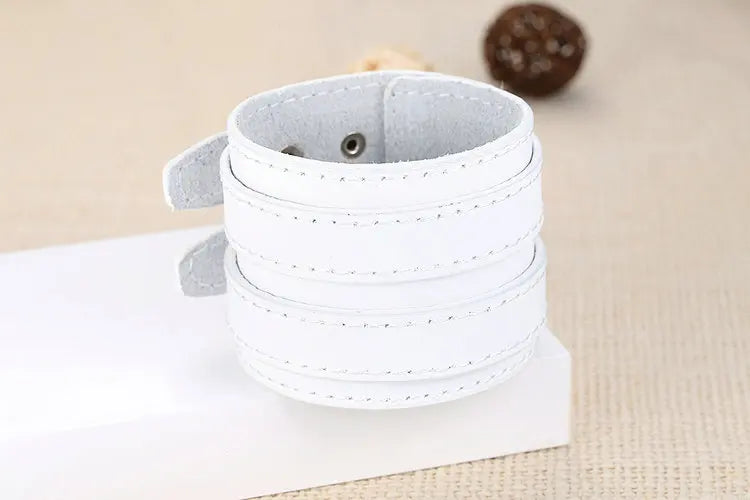 Wide Bracelet Buckle • Double Belt Leather Wrist Band