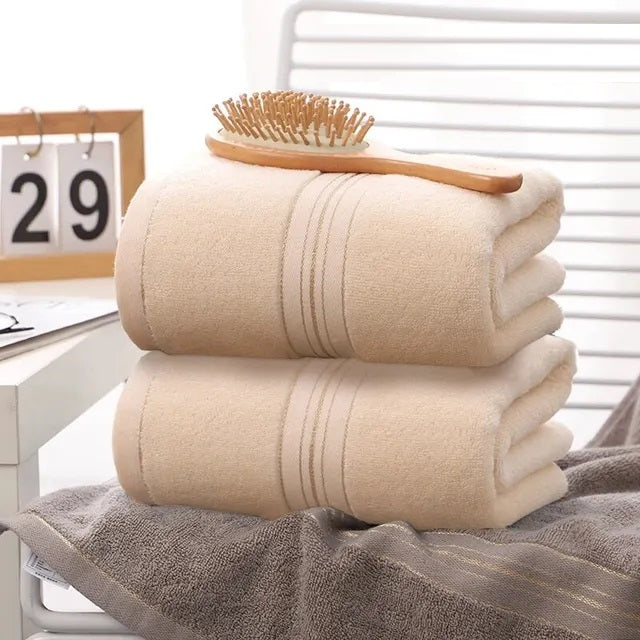 Double Bath Towel Set • Cotton Golden Silk