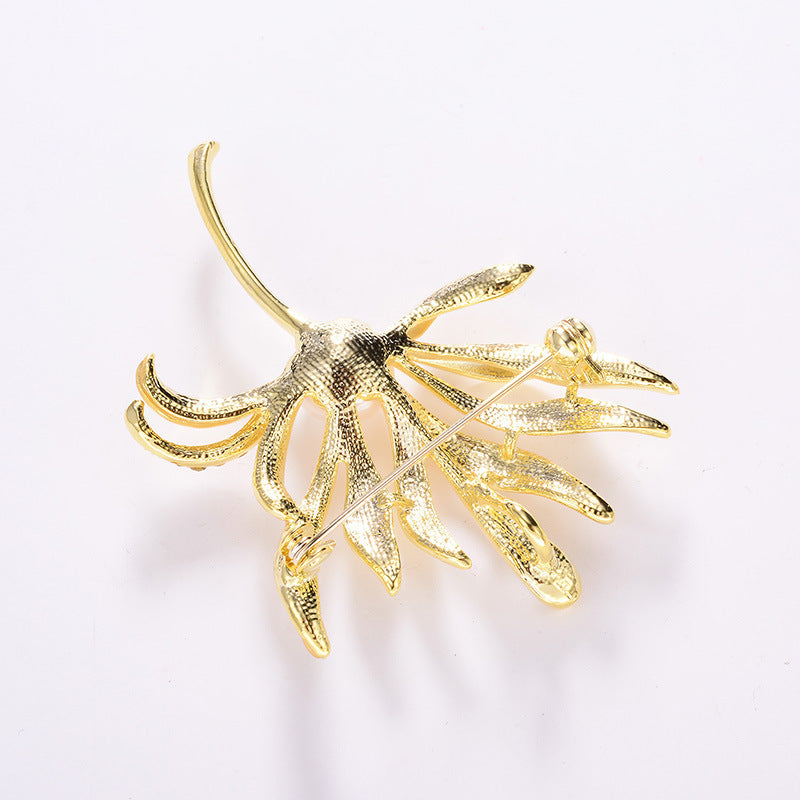 Asymmetric Petal Brooch • Crystal Pearl Corsage Dress Pin