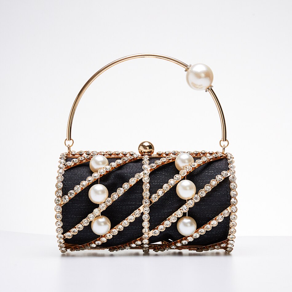 Chic Small Diamonds Barrel Clutch • Hollow Cage Rhinestone Purse