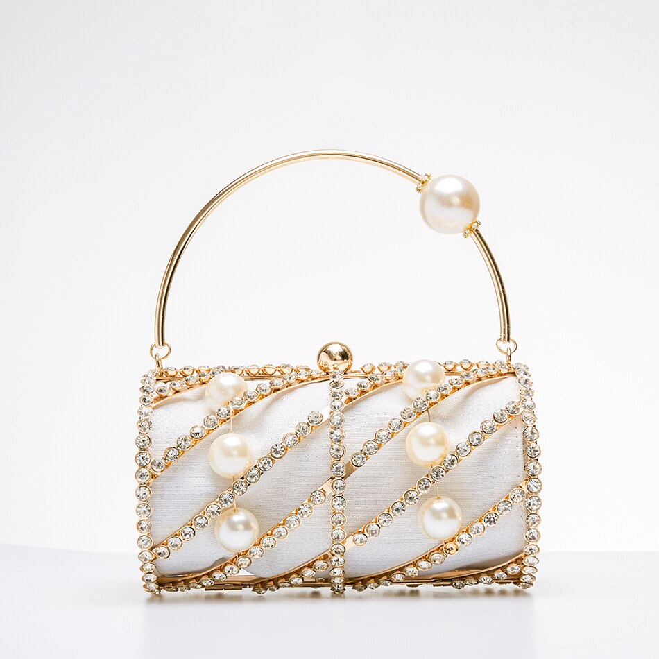 Chic Small Diamonds Barrel Clutch • Hollow Cage Rhinestone Purse