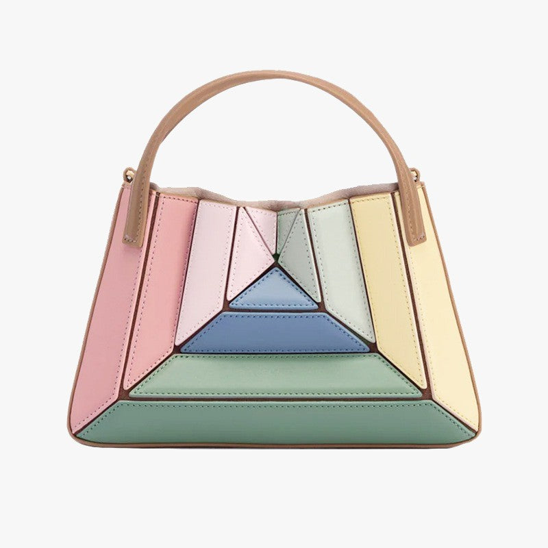 Rainbow Grid Handbag • PU Leather Bag