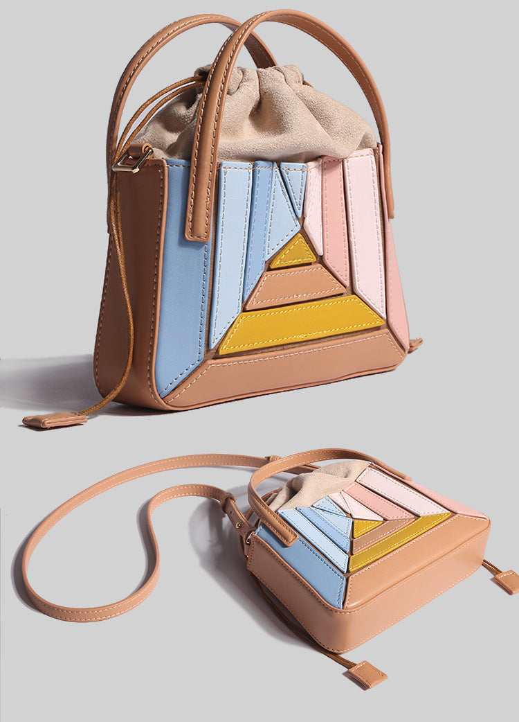 Geometric Grid Handbag • Trendy Mini Cross Body Bag