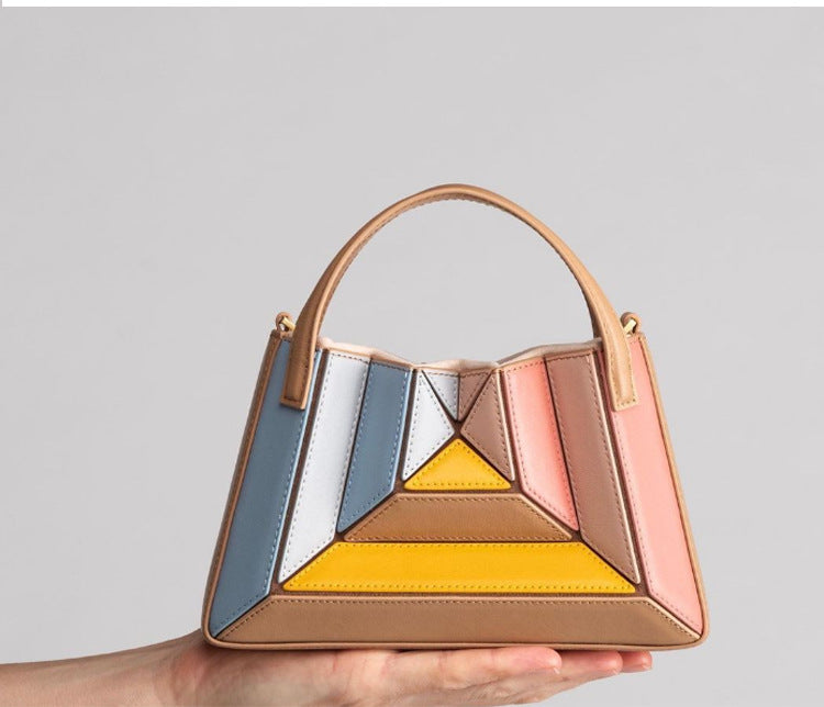 Geometric Grid Handbag • Trendy Mini Cross Body Bag