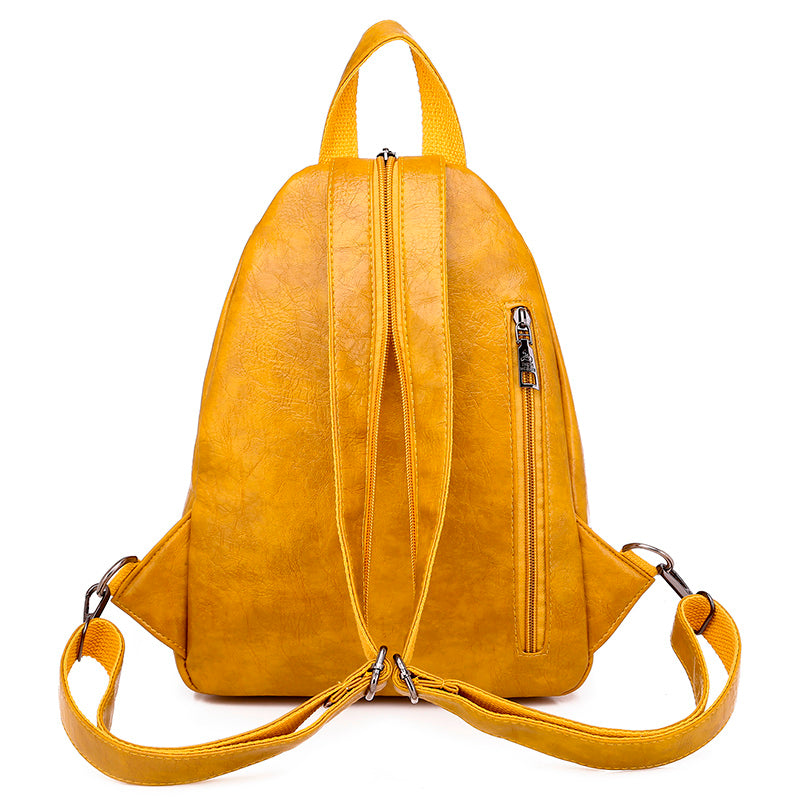 High-Quality Leather Backpack •  Straps Zipper Unisex Bag