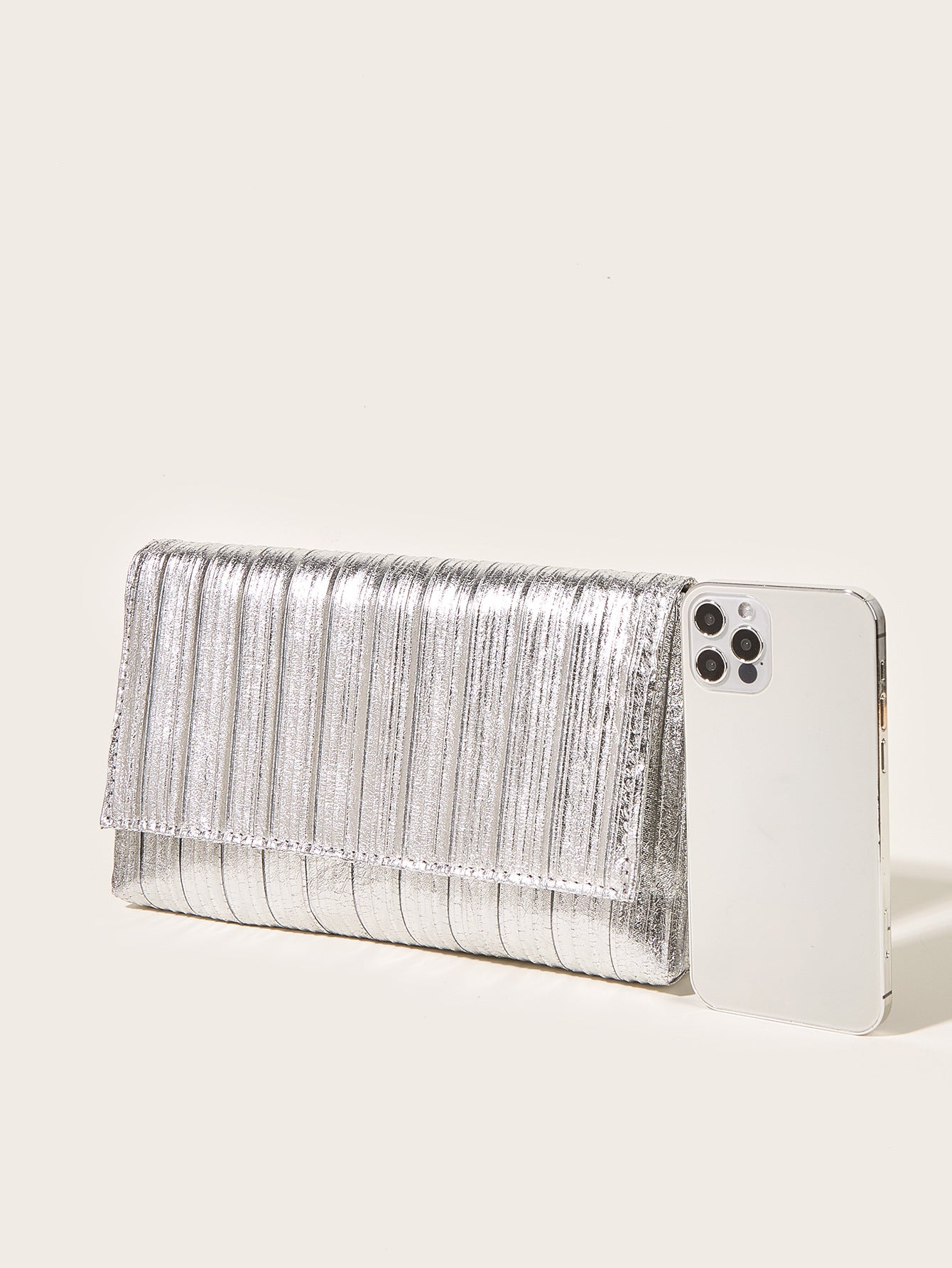 Metallic Gold Silver Shiny Clutch • Simple and Versatile Evening Handbag Cross Body Bag