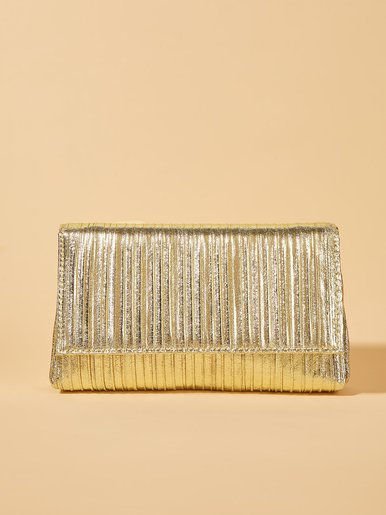 Metallic Gold Silver Shiny Clutch • Simple and Versatile Evening Handbag Cross Body Bag