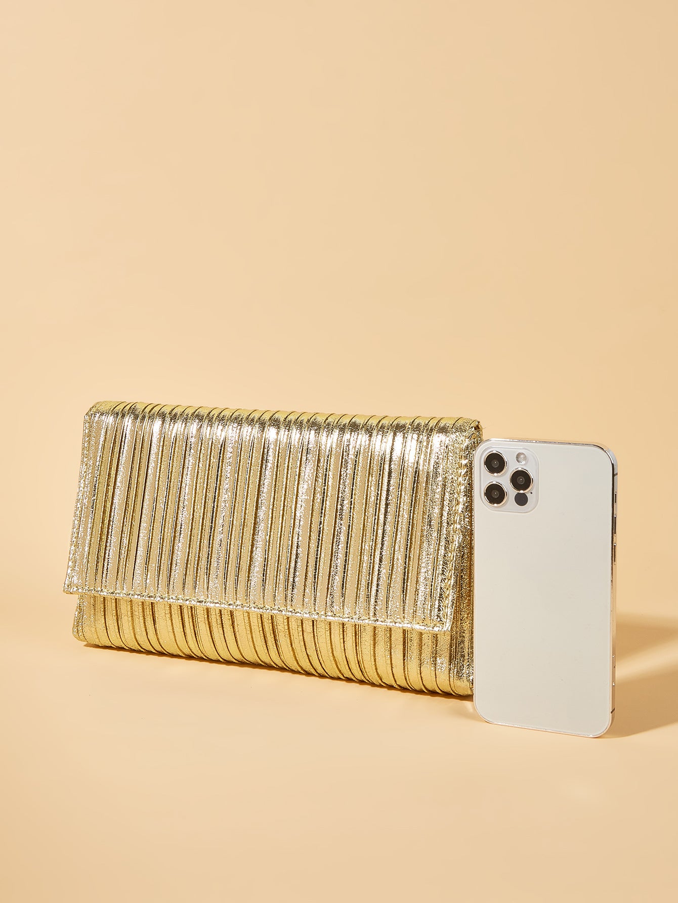 Metallic Gold Silver Shiny Clutch • Simple and Versatile Evening Handbag Cross Body Bag