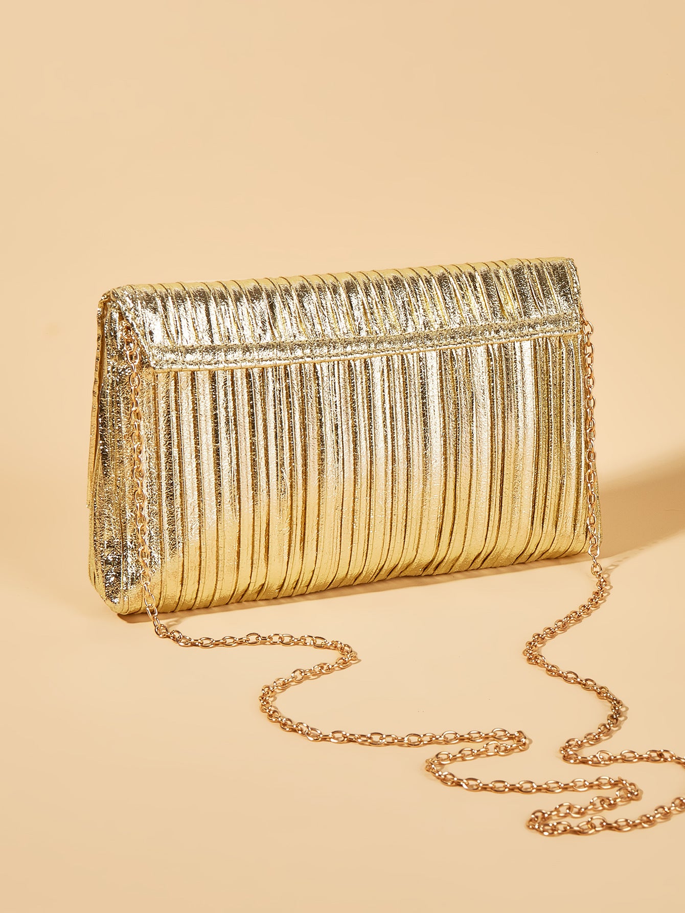 Metallic Gold Silver Shiny Clutch • Simple and Versatile Evening Handbag Cross Body Bag