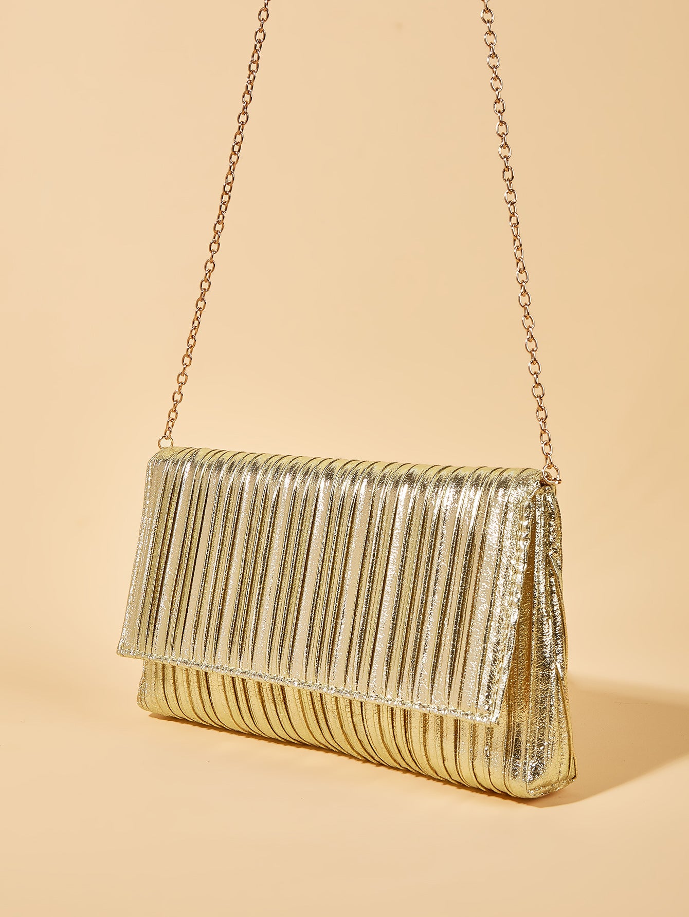 Metallic Gold Silver Shiny Clutch • Simple and Versatile Evening Handbag Cross Body Bag