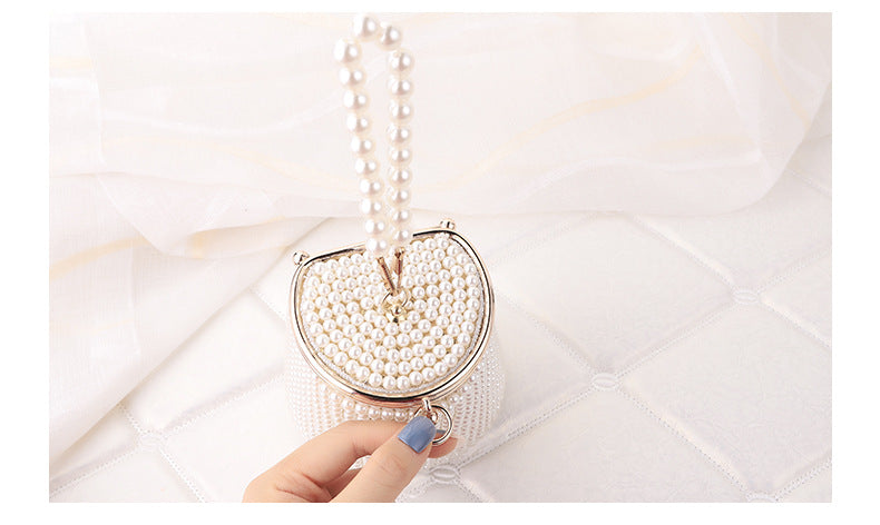 Romantic Mini Bag • Pearl Chain Charm Elegant Bucket Bag