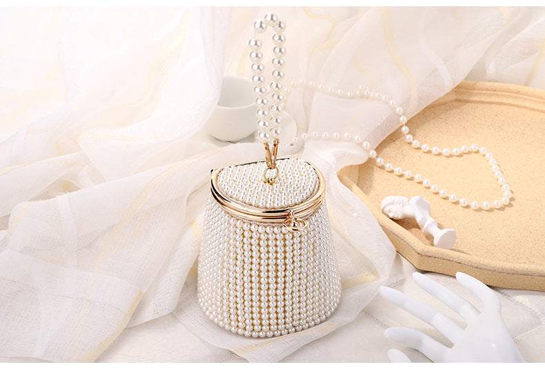 Romantic Mini Bag • Pearl Chain Charm Elegant Bucket Bag