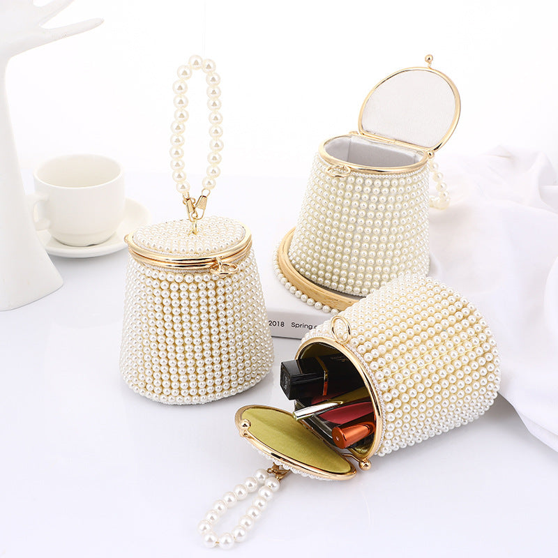 Romantic Mini Bag • Pearl Chain Charm Elegant Bucket Bag