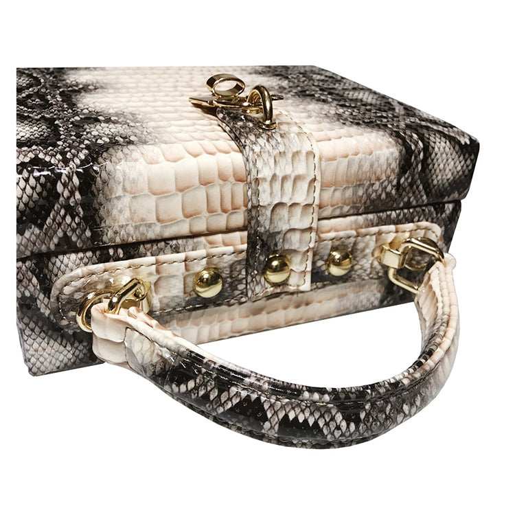 Snake Print Box Handbag • Women Serpentine Style Purse