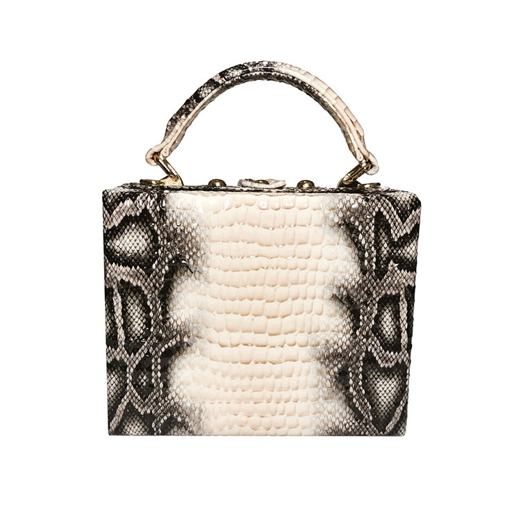 Snake Print Box Handbag • Women Serpentine Style Purse