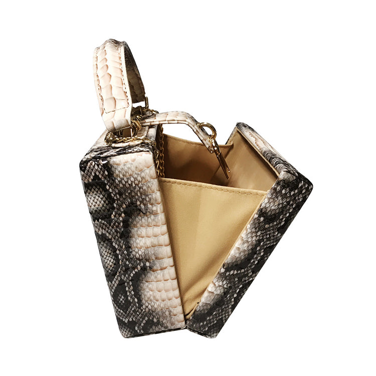 Snake Print Box Handbag • Women Serpentine Style Purse