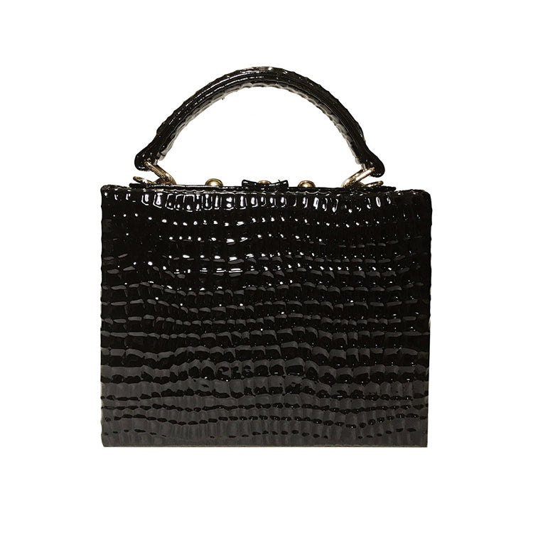 Snake Print Box Handbag • Women Serpentine Style Purse