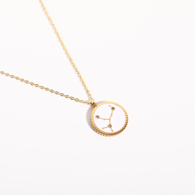 Zodial Constellation Necklace • Zirconium Steel Horoscope Pendant