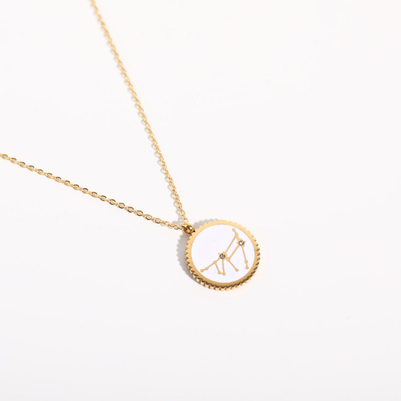 Zodial Constellation Necklace • Zirconium Steel Horoscope Pendant