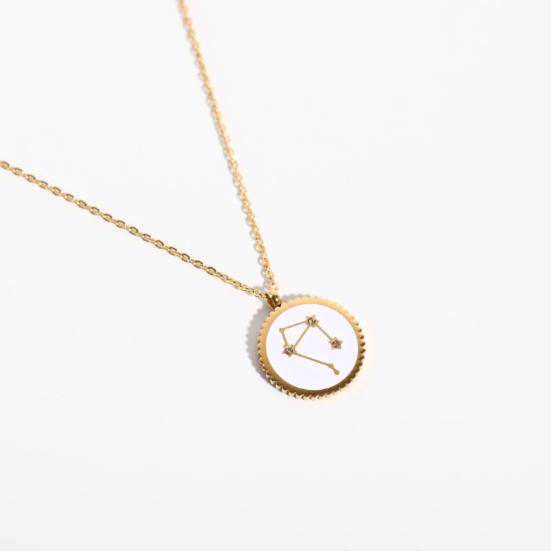 Zodial Constellation Necklace • Zirconium Steel Horoscope Pendant