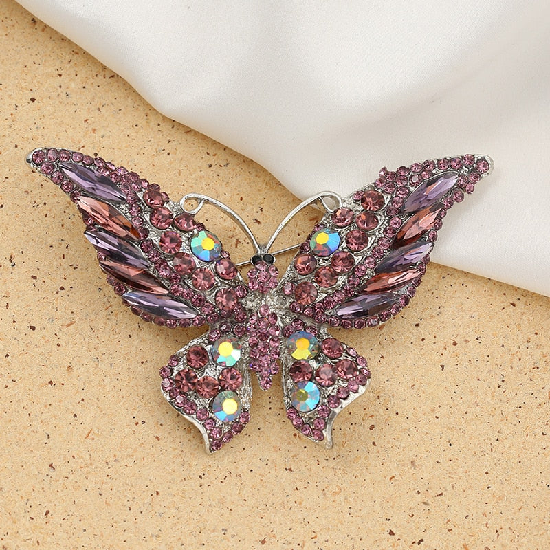 Elegant Butterfly Brooch • Luxury Rhinestone Pins